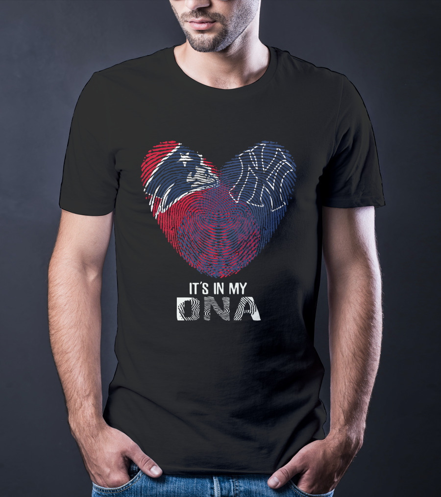 Patriots Yankees It's In My DNA Fingerprint Heart T-Shirt