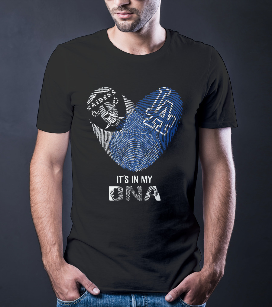 Raiders Dodgers It's In My Dna Emblem Fingerprint Style T-Shirt