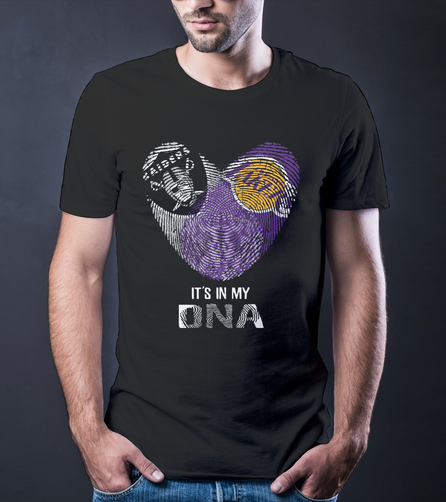 Raiders Lakers It's In My DNA Fingerprint Logo Combination T-Shirt