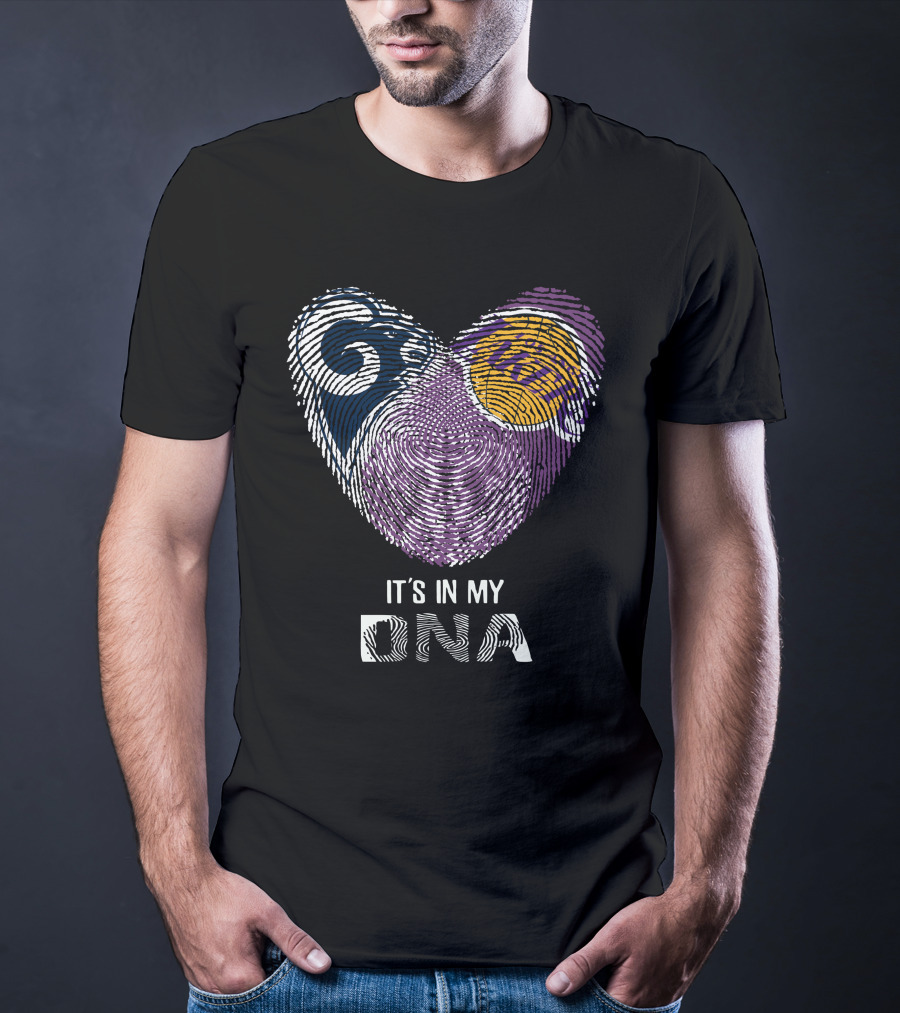 Rams Lakers It's In My Dna Heart Fingerprint T-Shirt
