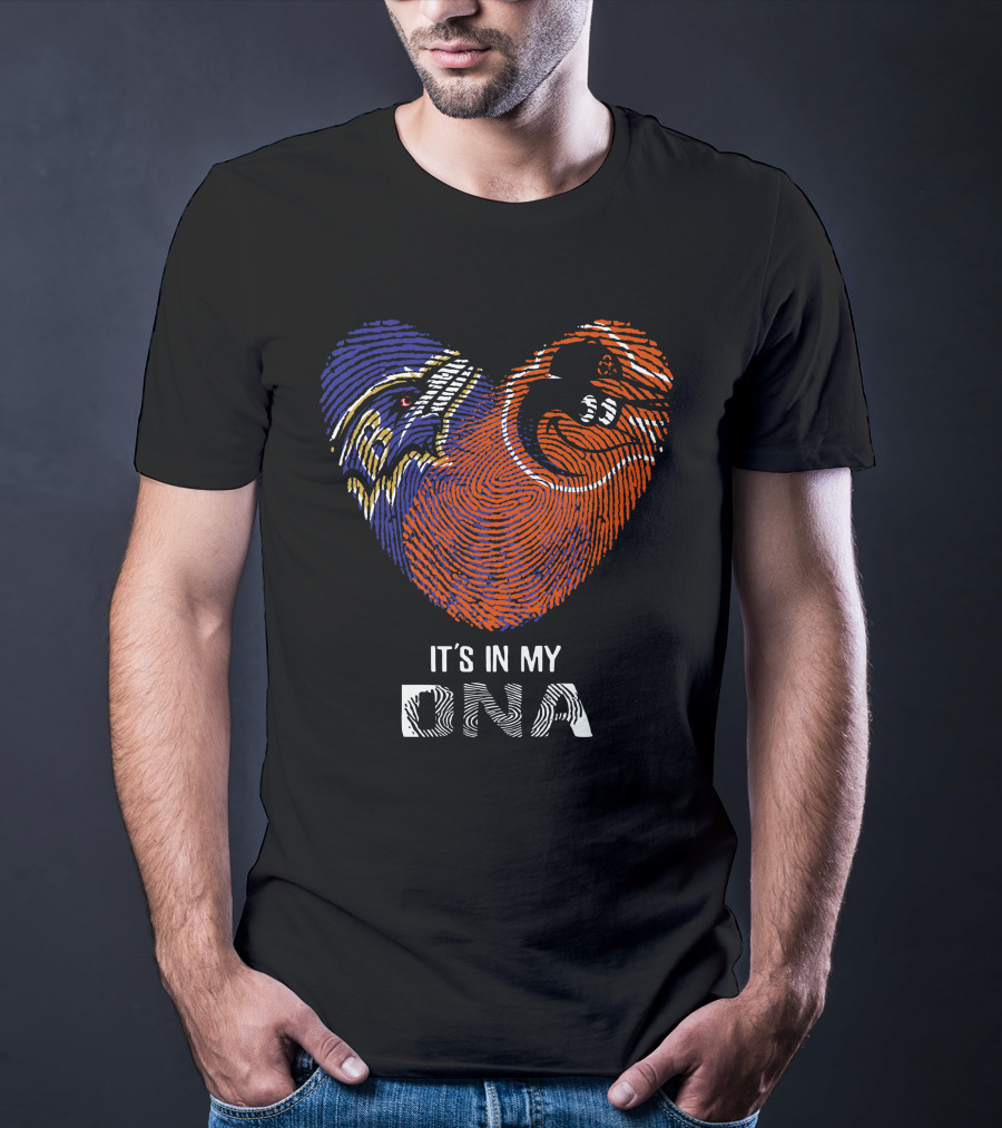 Ravens Orioles It's In My DNA Fingerprint Heart Ravens NFL Orioles MLB T-Shirt