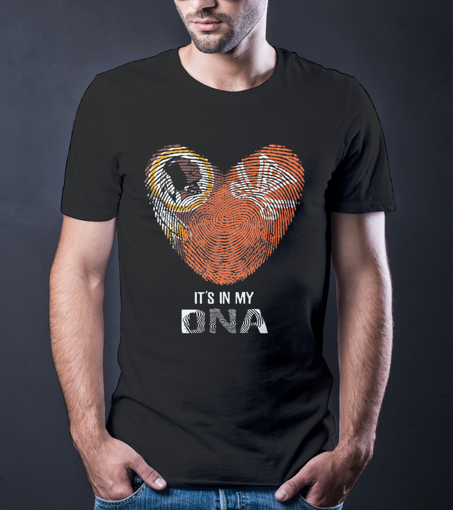 Redskins Cavaliers It's In My Dna Heart Fingerprint T-Shirt