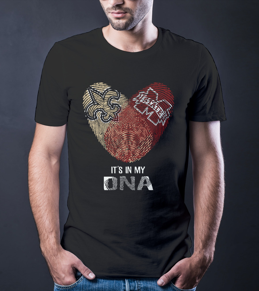 Saints MS State It's In My DNA Fleur-de-lis And Bulldog Fingerprint T-Shirt