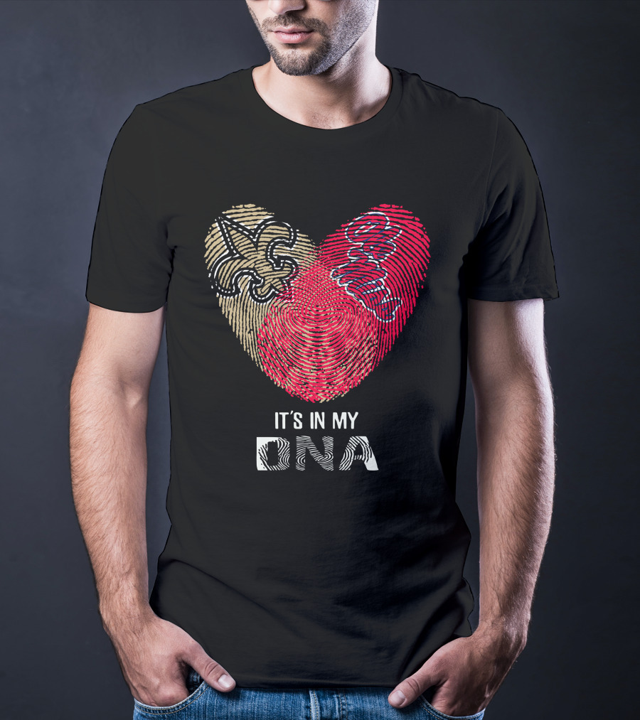 Saints Ole Miss Fingerprint Heart It's In My DNA T-Shirt