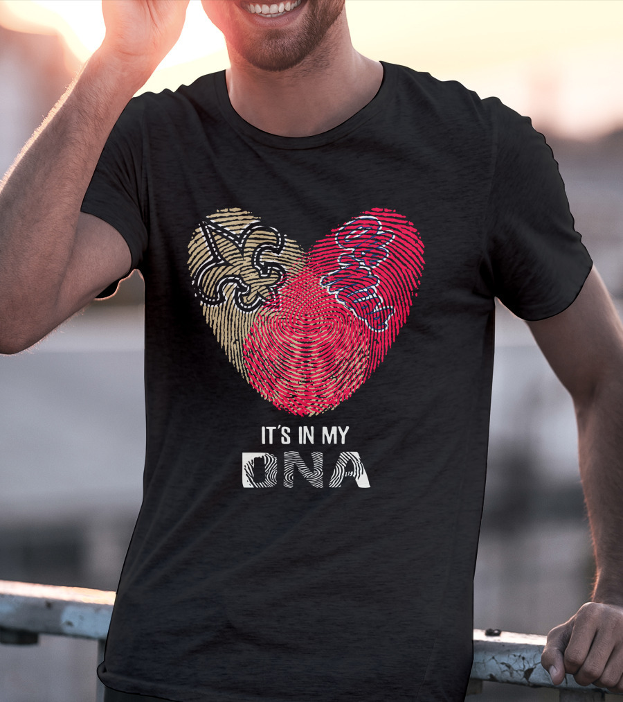 Saints Ole Miss Fingerprint Heart It's In My DNA T-Shirt