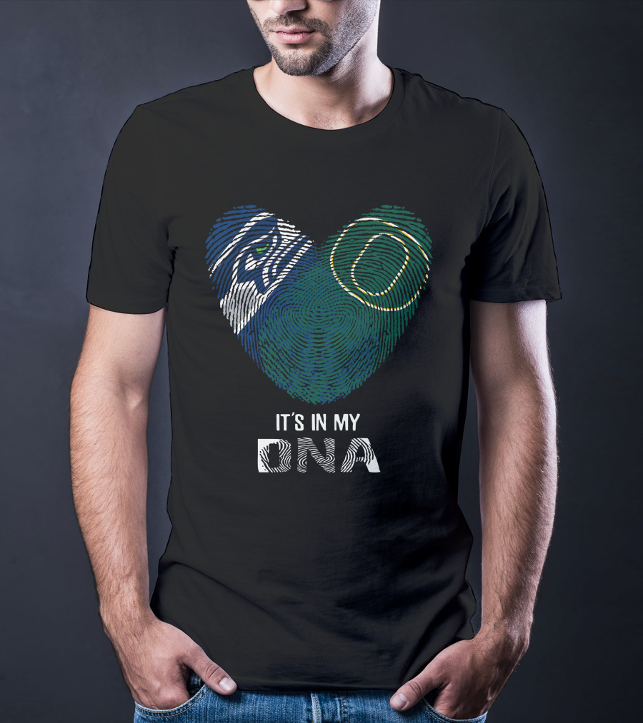 Seahawks Ducks Fingerprint Heart It's In My DNA T-Shirt