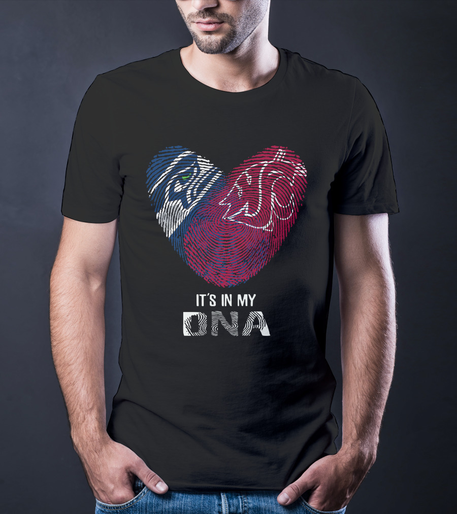 Seahawks Washington State It's In My DNA Heart Fingerprint T-Shirt