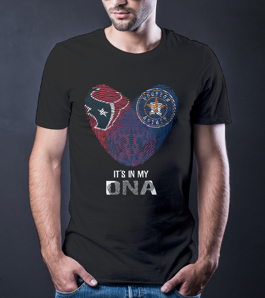 Texans Astros Heart Fingerprint It's In My DNA T-Shirt