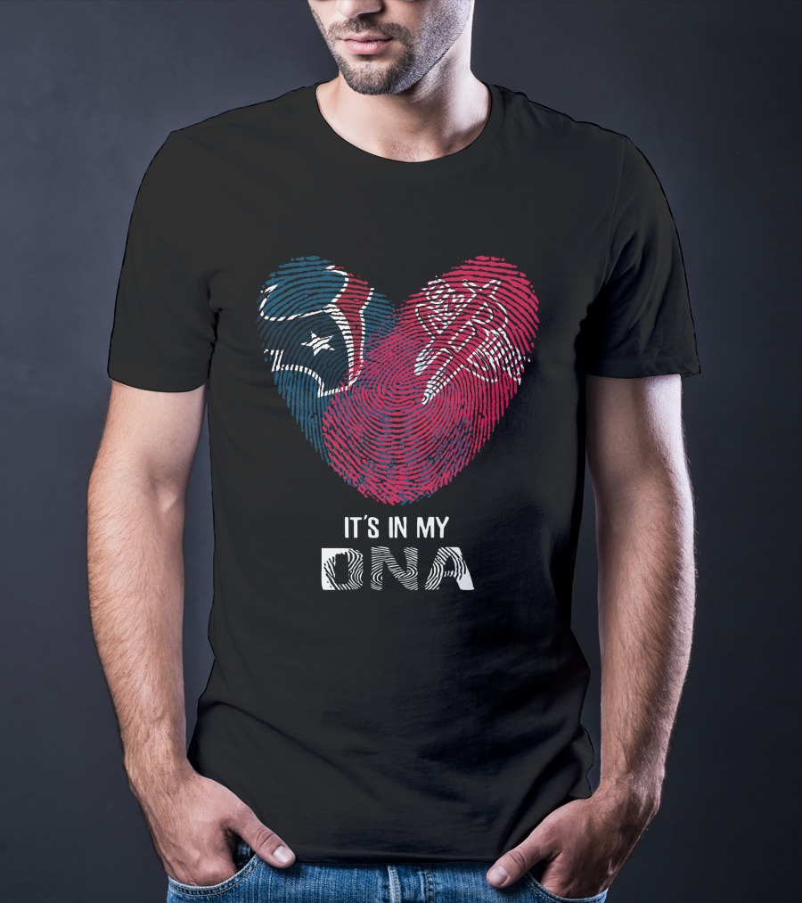 Texans Rockets Fingerprint Heart It's In My DNA T-Shirt