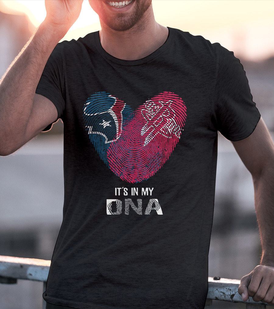 Texans Rockets Fingerprint Heart It's In My DNA T-Shirt