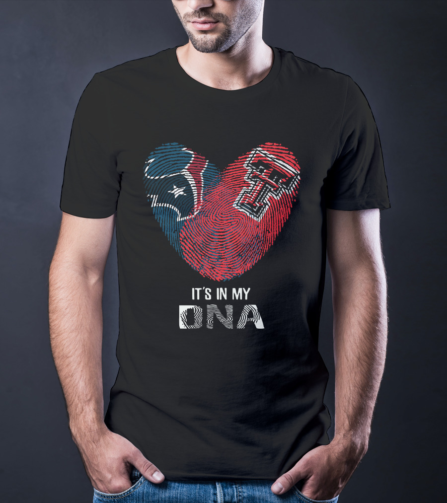 Texans Texas Tech Heart Fingerprint It's In My Dna T-Shirt