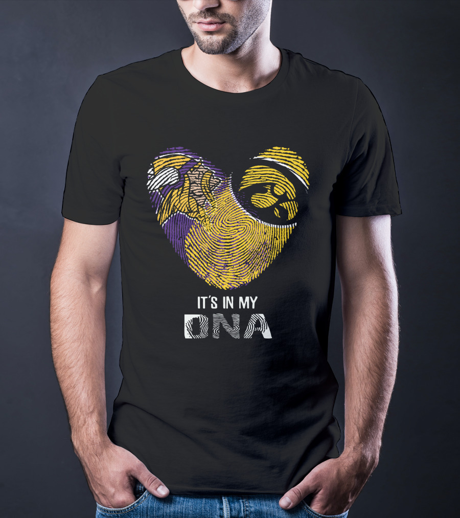 Vikings Iowa Hawkeyes It's In My DNA Fingerprint Football T-Shirt