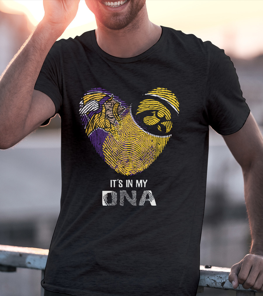 Vikings Iowa Hawkeyes It's In My DNA Fingerprint Football T-Shirt