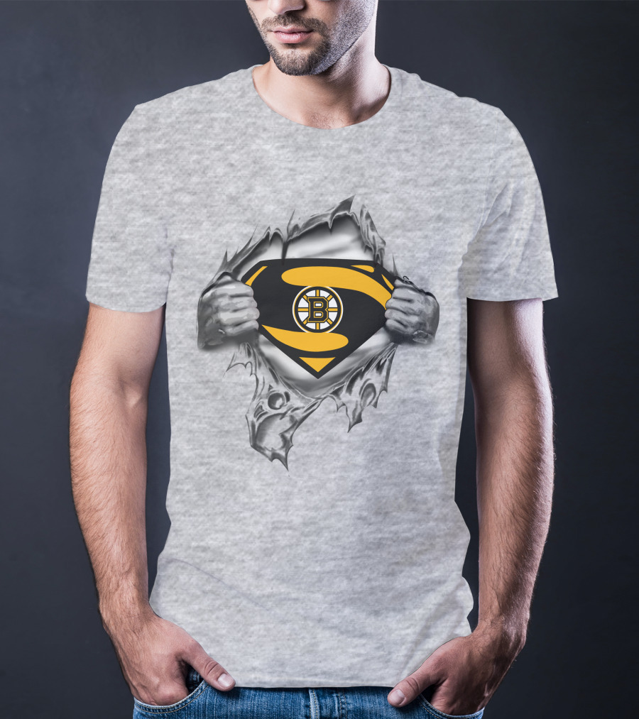 Boston Bruins Superman Logo Superhero Concept T-Shirt