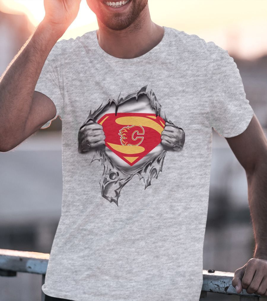 Calgary Flames Superman Logo Crossover T-Shirt