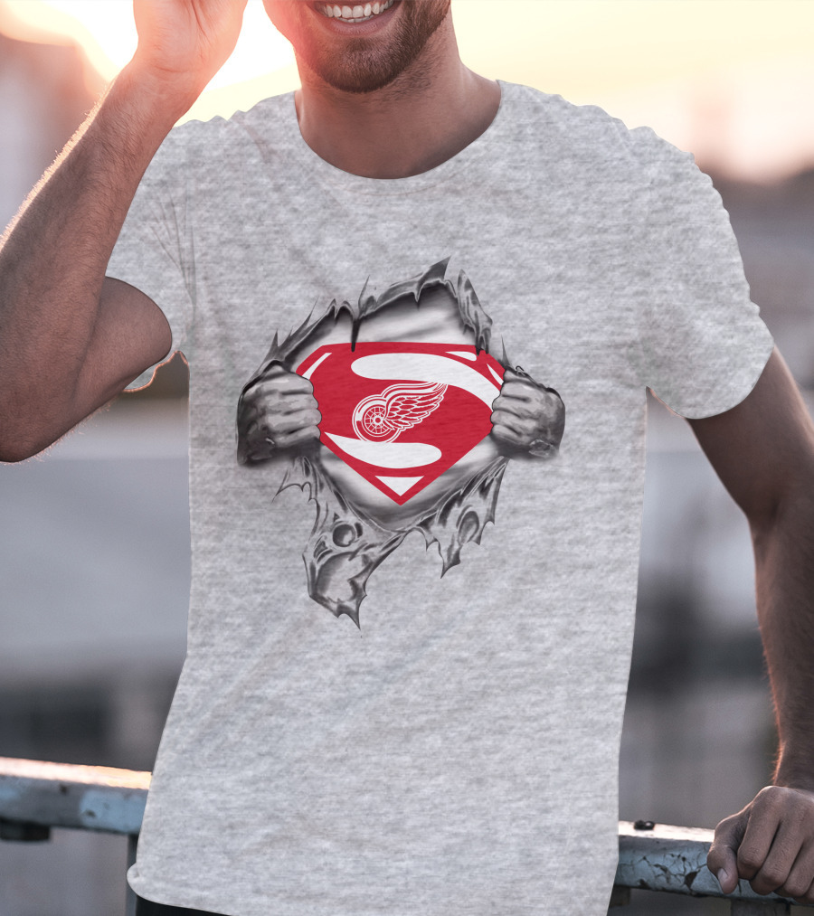 Detroit Red Wings Superman Symbol Iconic Crossover T-Shirt