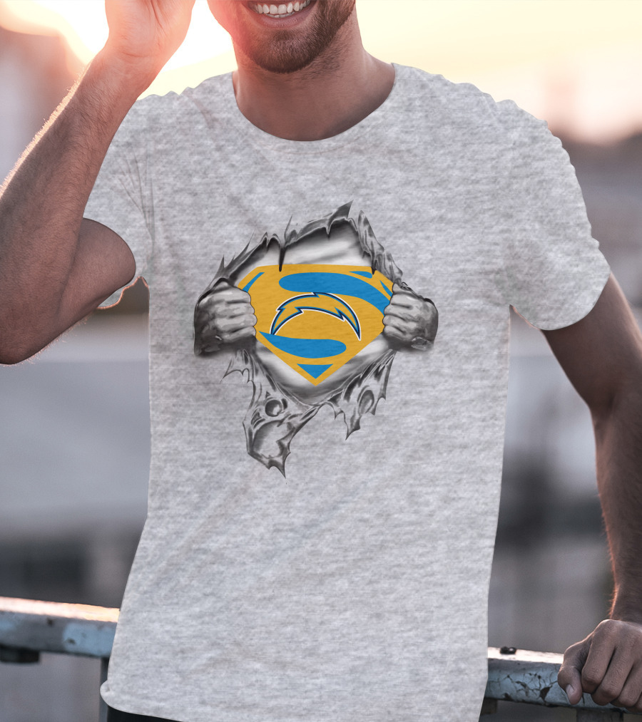 Chargers Superman Logo Torn T-Shirt