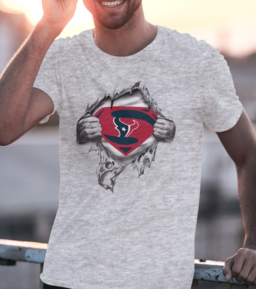 Superman Houston Texans Football Team Logo Fusion T-Shirt