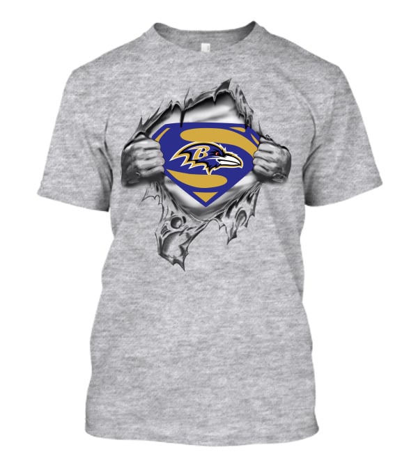 Ravens Superman Logo Rip Superman Symbol Ravens Logo Superhero Crossover T-Shirt