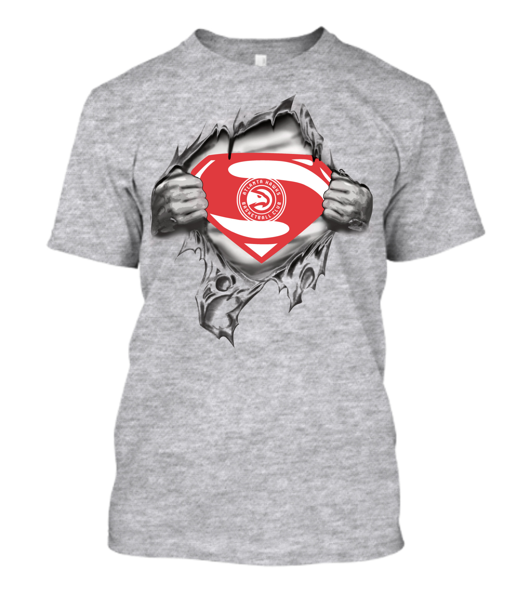 Atlanta Hawks Superman Basketball Club Logo Emblem T-Shirt