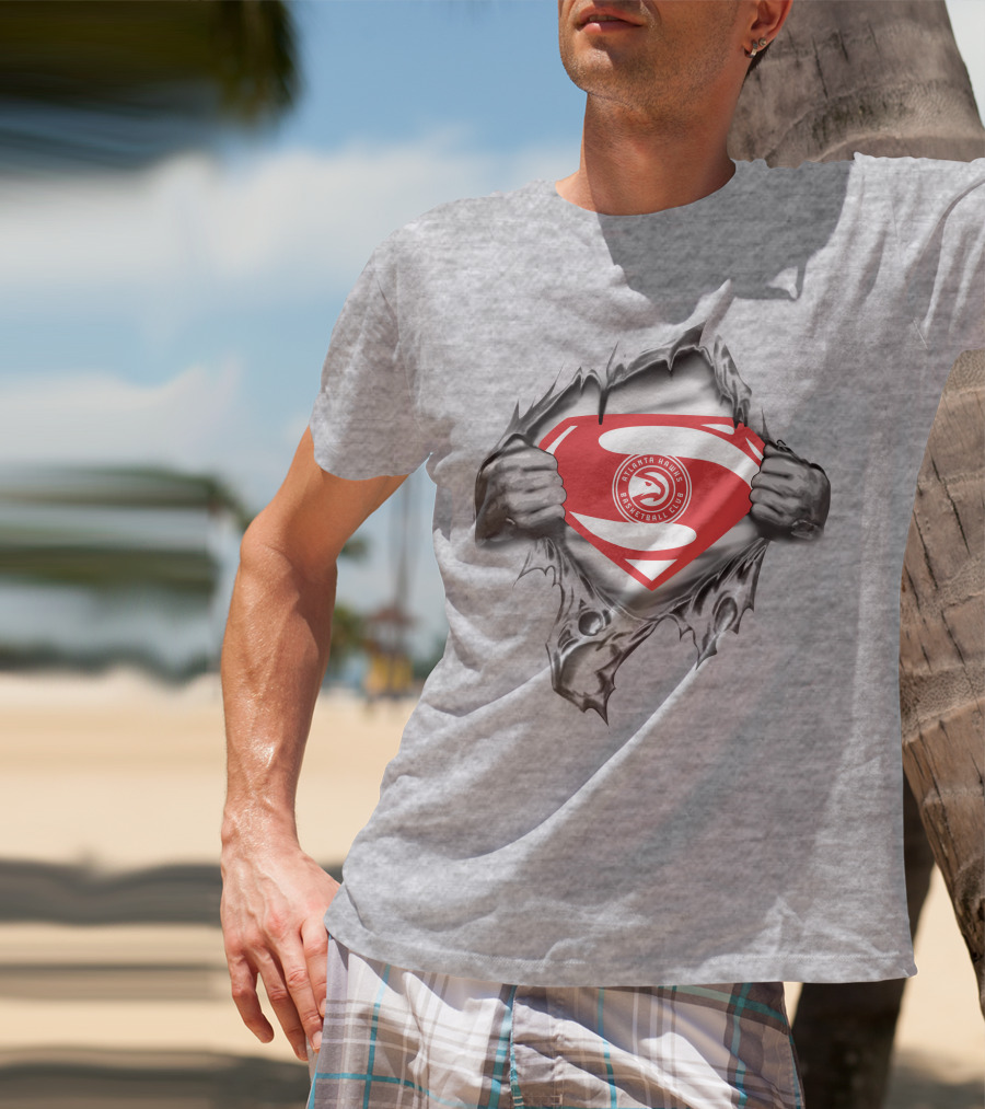 Atlanta Hawks Superman Basketball Club Logo Emblem T-Shirt
