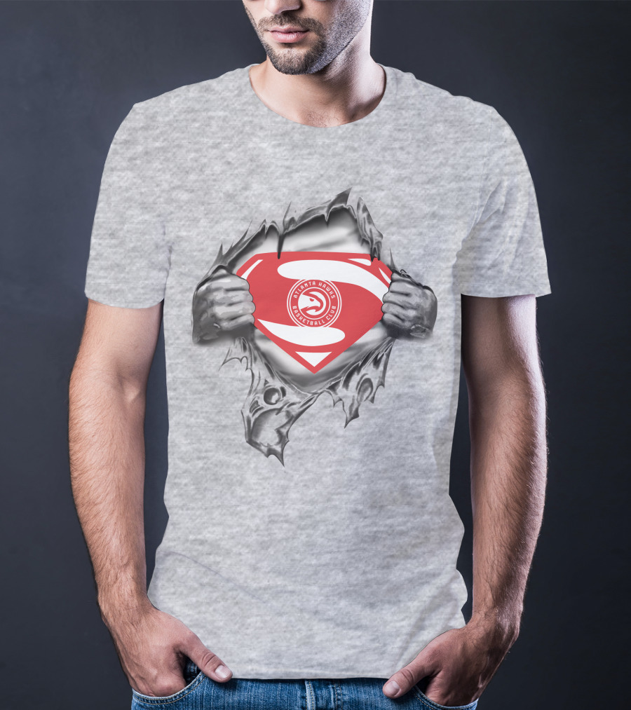 Atlanta Hawks Superman Basketball Club Logo Emblem T-Shirt