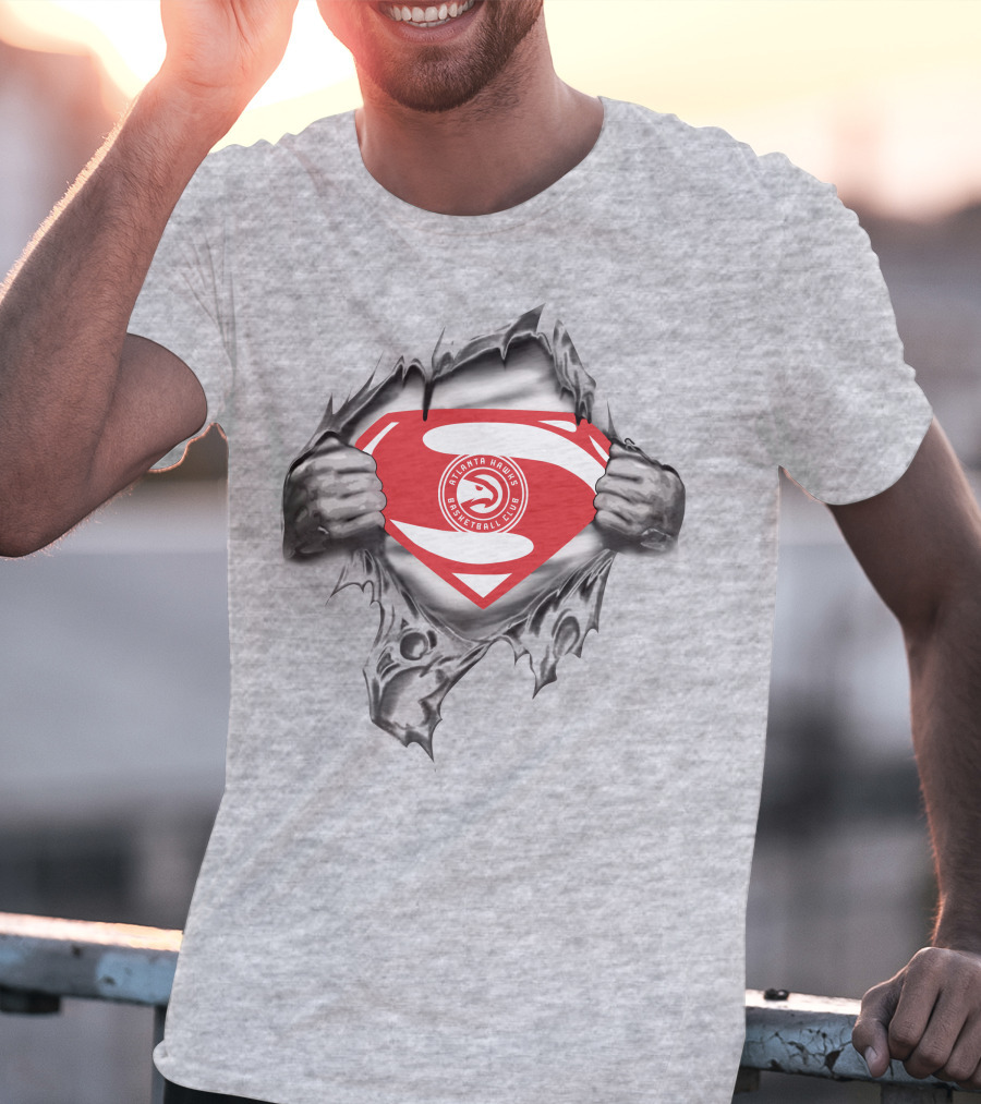 Atlanta Hawks Superman Basketball Club Logo Emblem T-Shirt