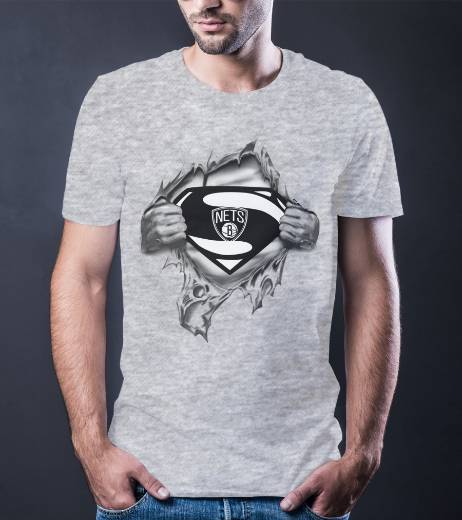 Brooklyn Nets Superman Logo Emblem Man Of Steel Rip T-Shirt