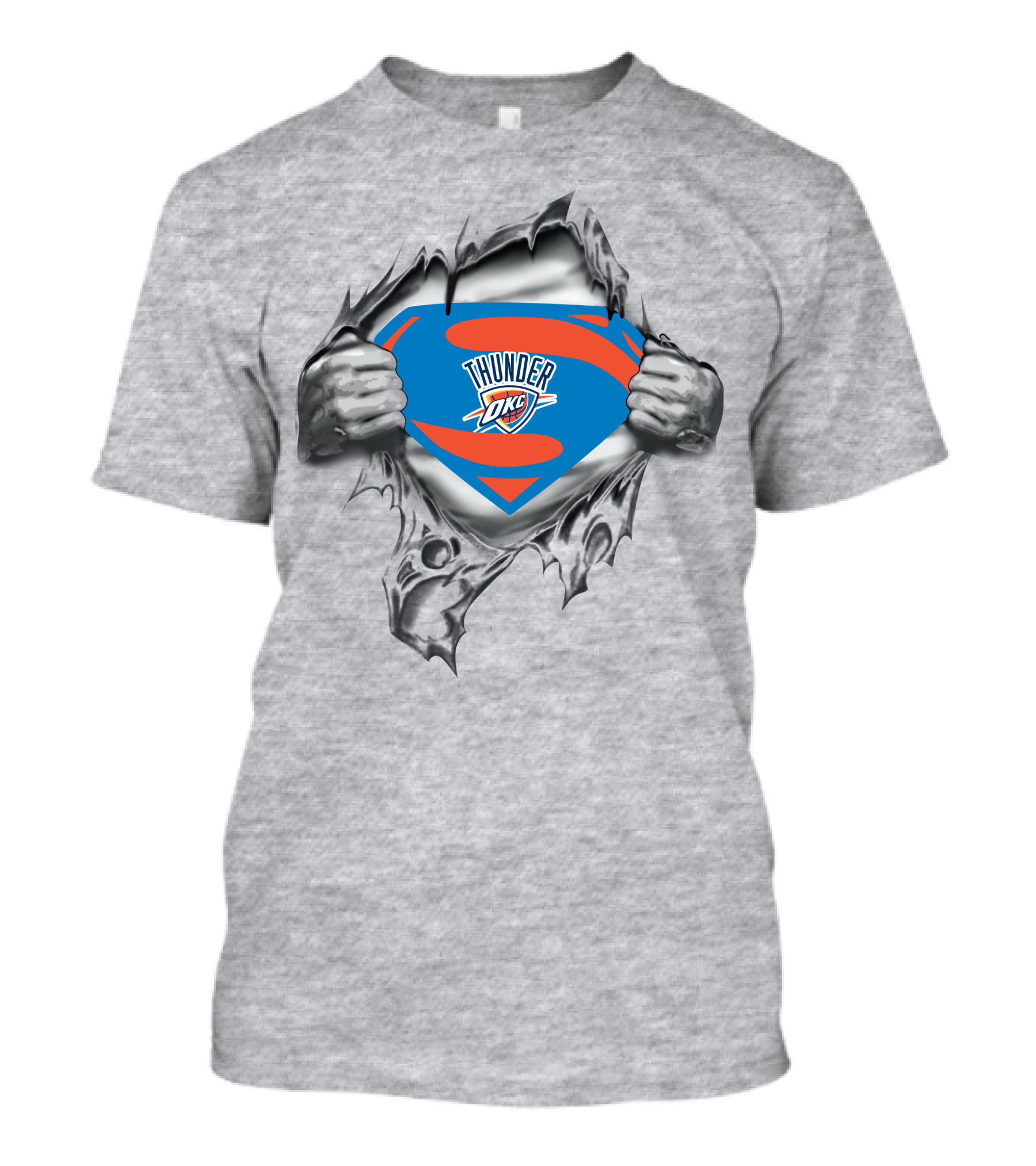 Oklahoma City Thunder Superman Logo With Superhero Costume T-Shirt
