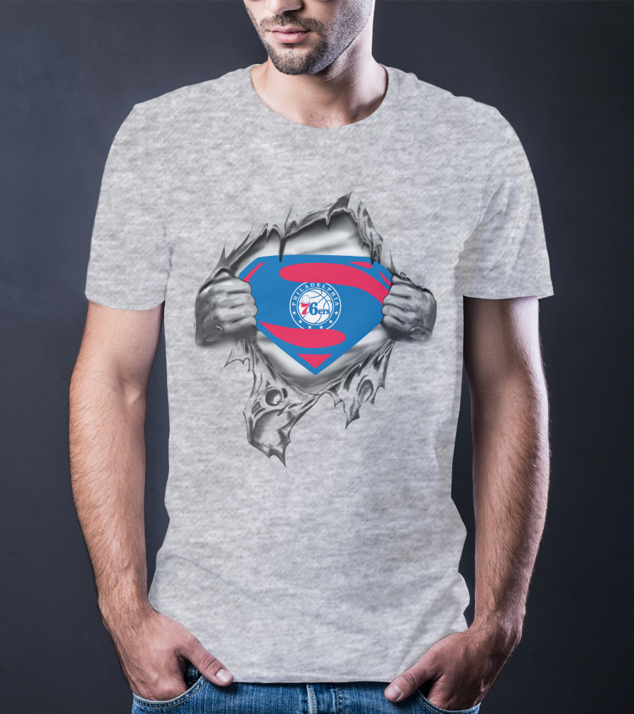 Philadelphia 76ers Superman Logo Torn Chest T-Shirt