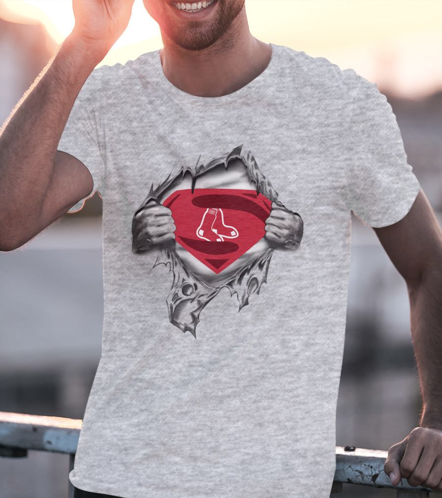 Boston Red Sox Superman Logo Rip T-Shirt