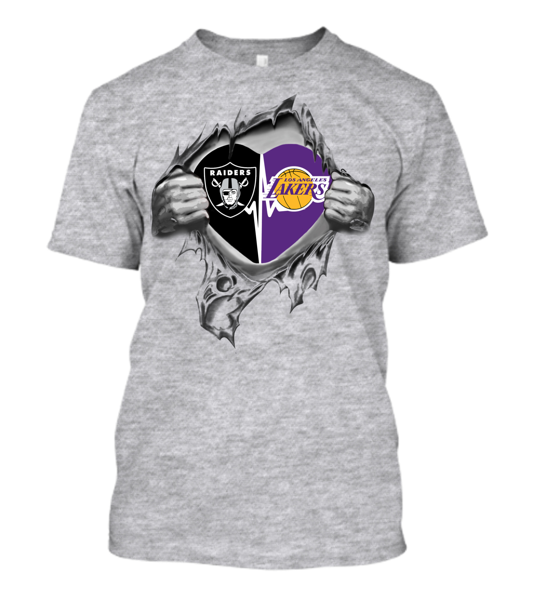Raiders And Los Angeles Lakers Heartbeat Passion T-Shirt