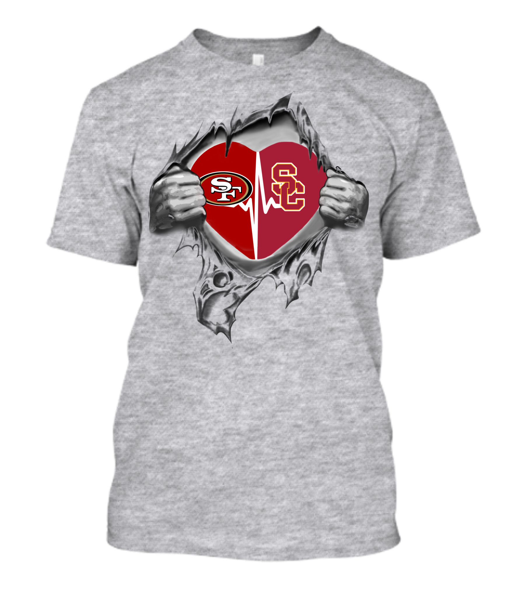 49ers USC Trojans Heartbeat Passion T-Shirt