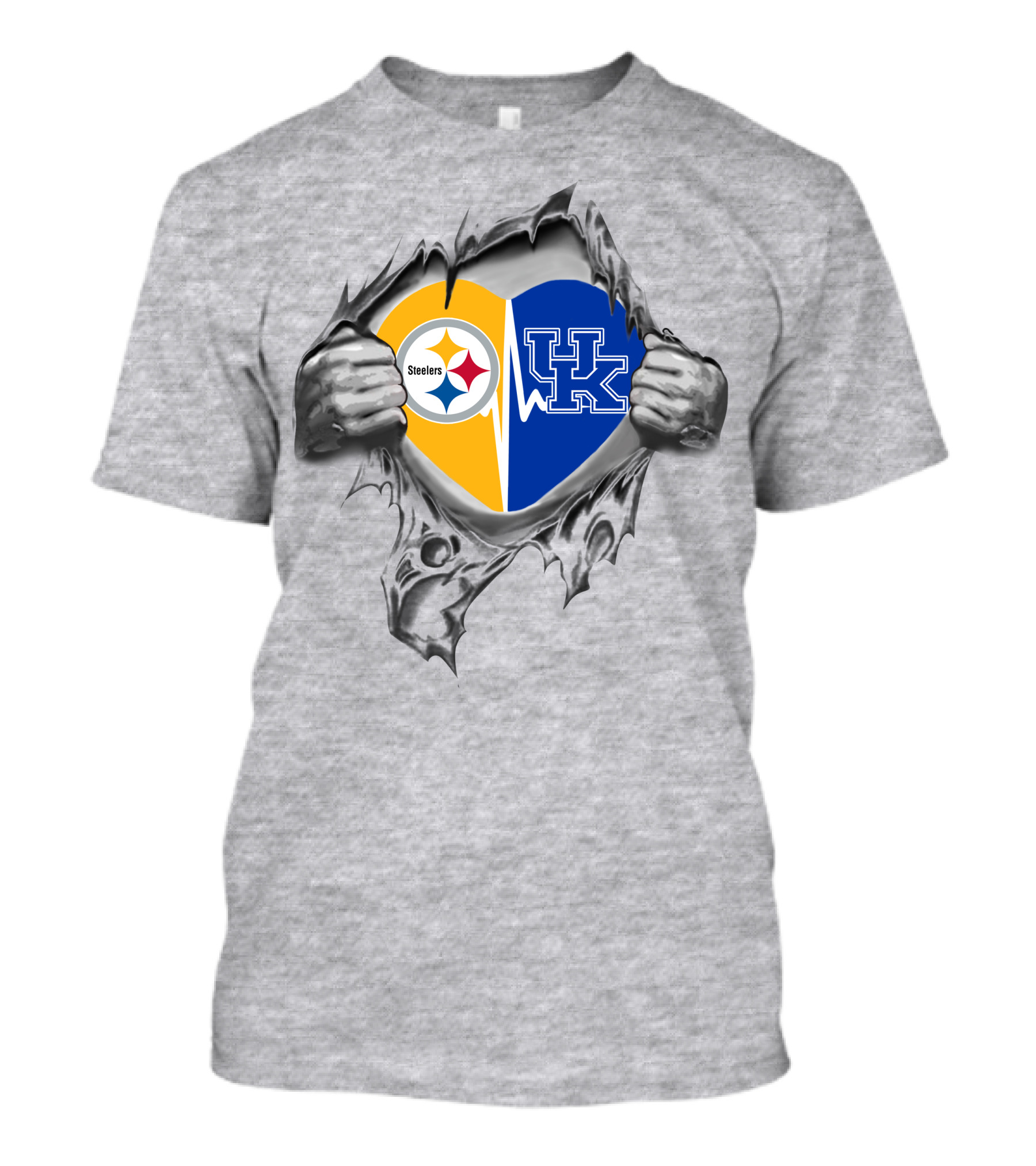 Steelers Kentucky Torn Heart Steel Uk T-Shirt