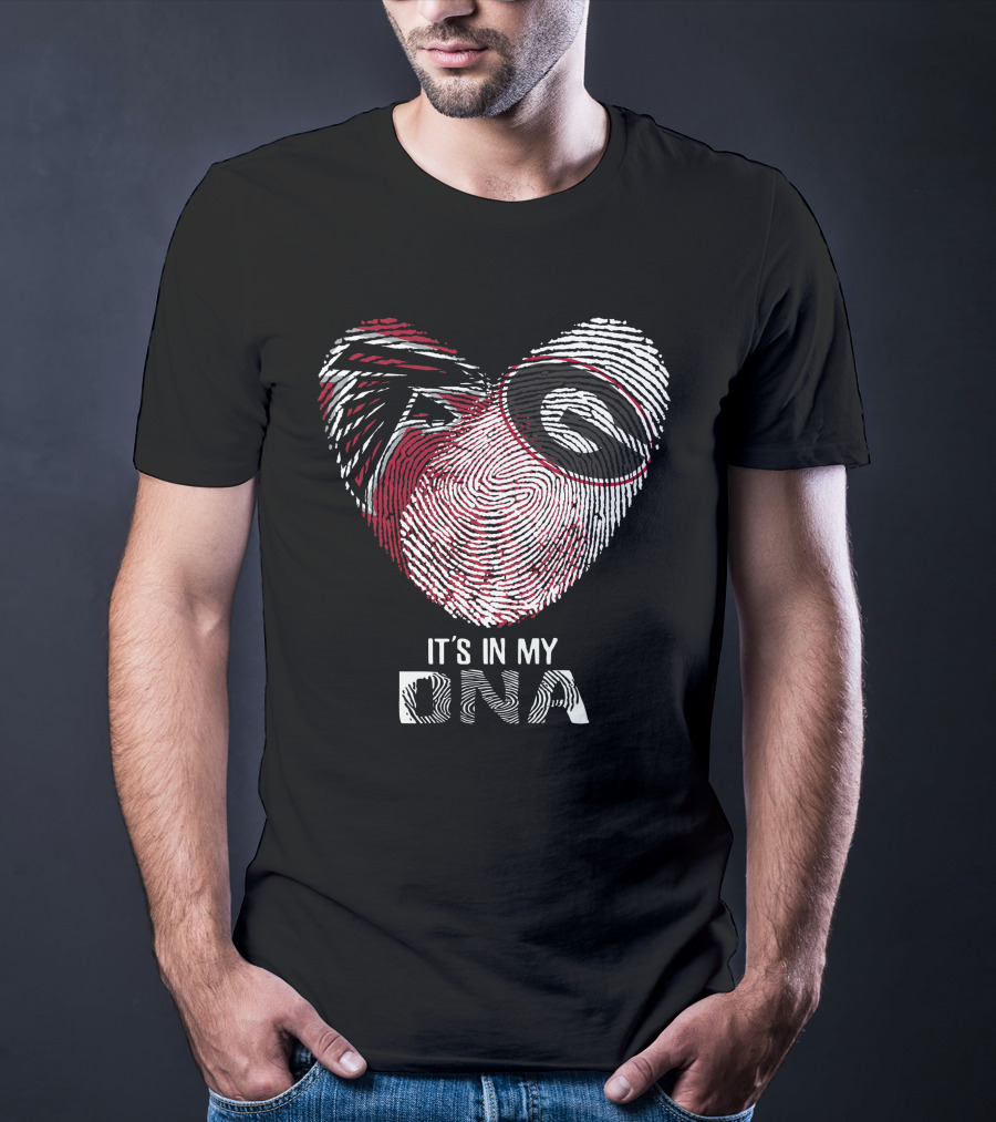 Falcons Bulldogs Heart It's In My Dna Fingerprint T-Shirt