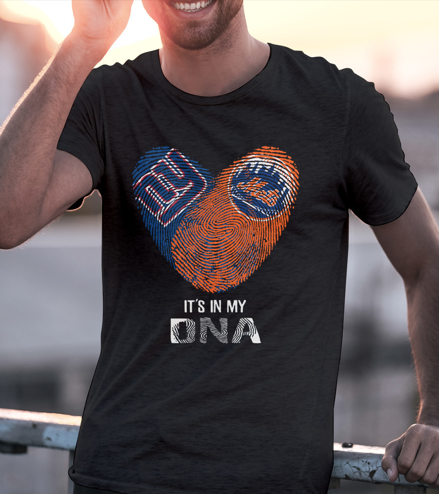 NY Giants Mets It's In My DNA Fingerprint Heart T-Shirt