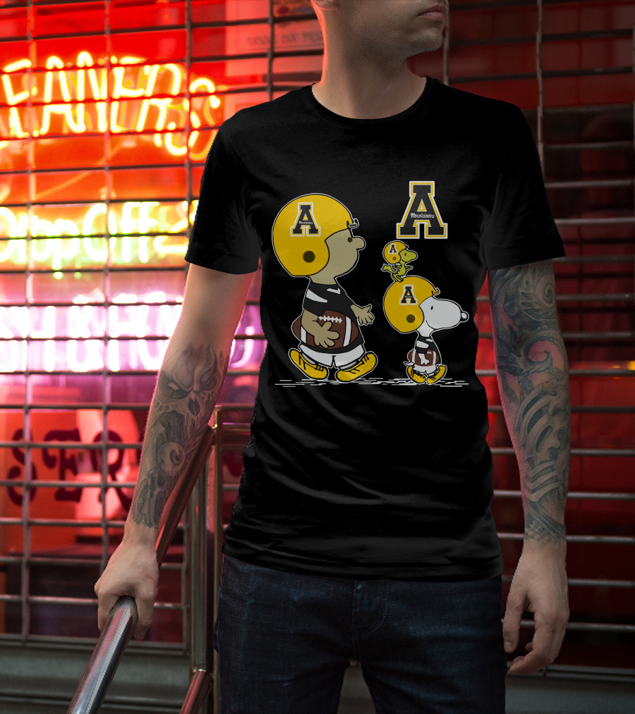 Appalachian State Mountaineers Snoopy And Woodstock Football Helmet T-Shirt