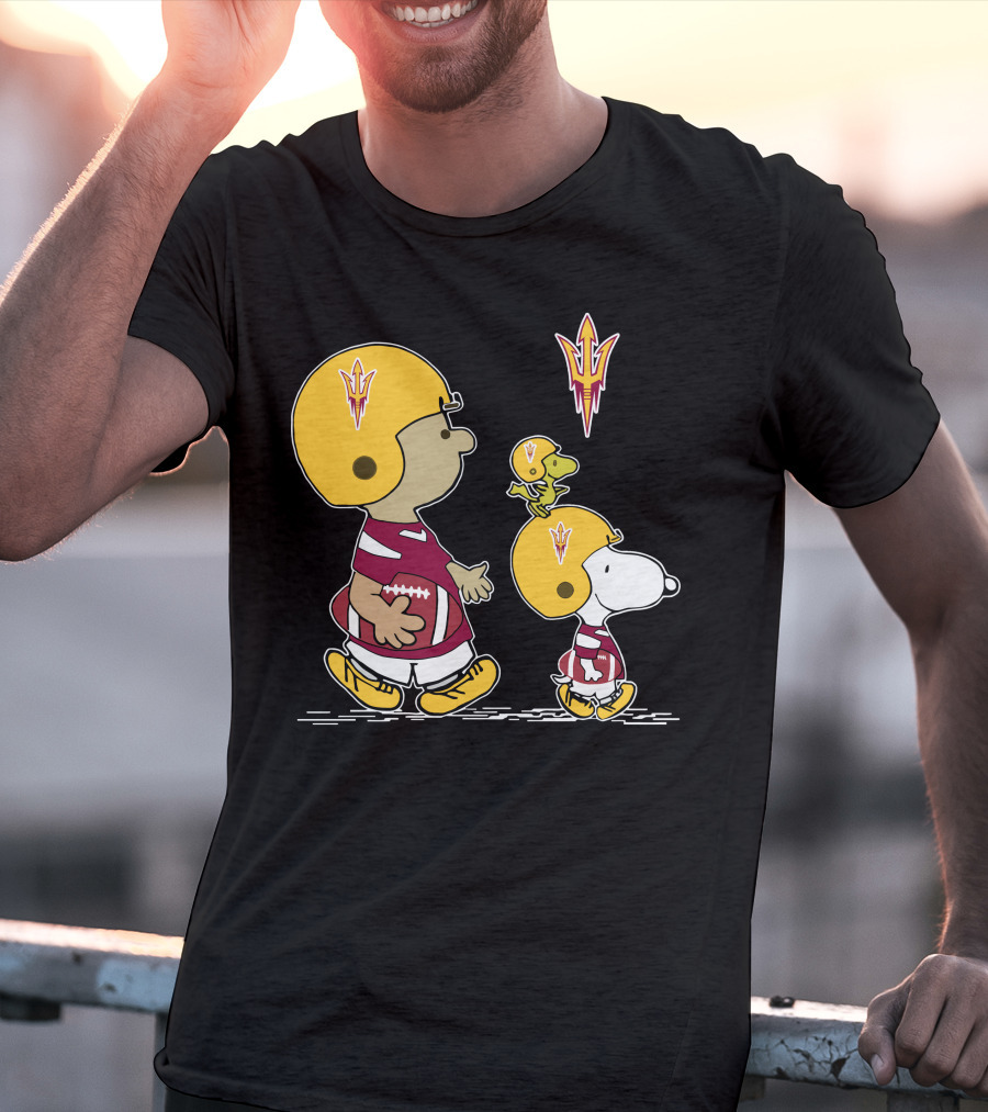 Arizona State Sun Devils Snoopy And Woodstock Football Helmets T-Shirt