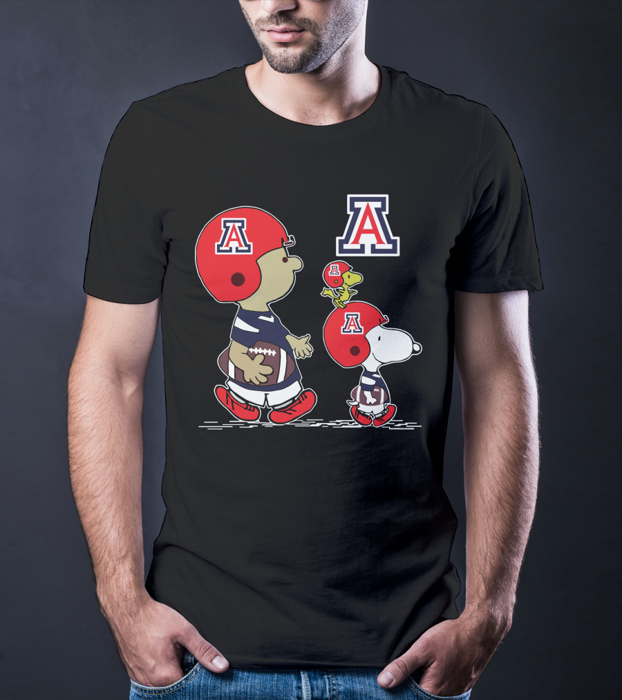 Arizona Wildcats Snoopy Football Peanuts Characters In Team Helmets T-Shirt