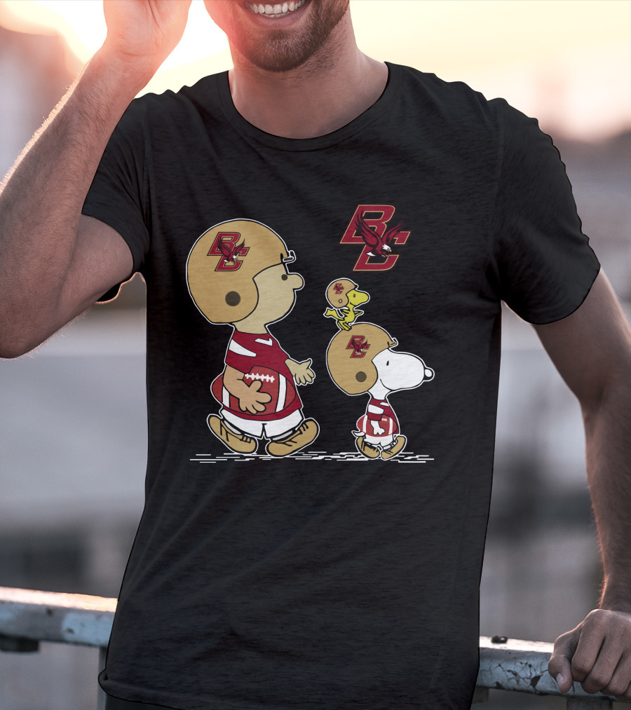 Boston College Eagles Snoopy And Woodstock Football Team Spirit T-Shirt