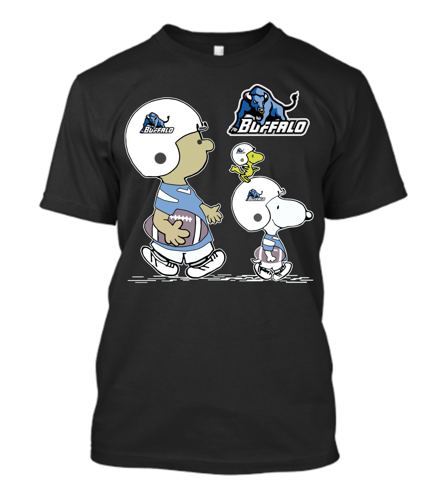 Buffalo Snoopy Peanuts Football Players With Helmets And Football T-Shirt