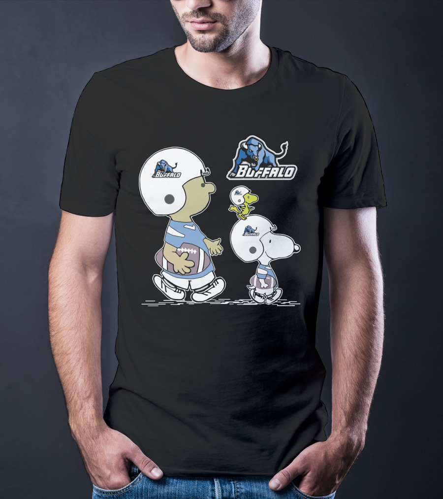 Buffalo Snoopy Peanuts Football Players With Helmets And Football T-Shirt