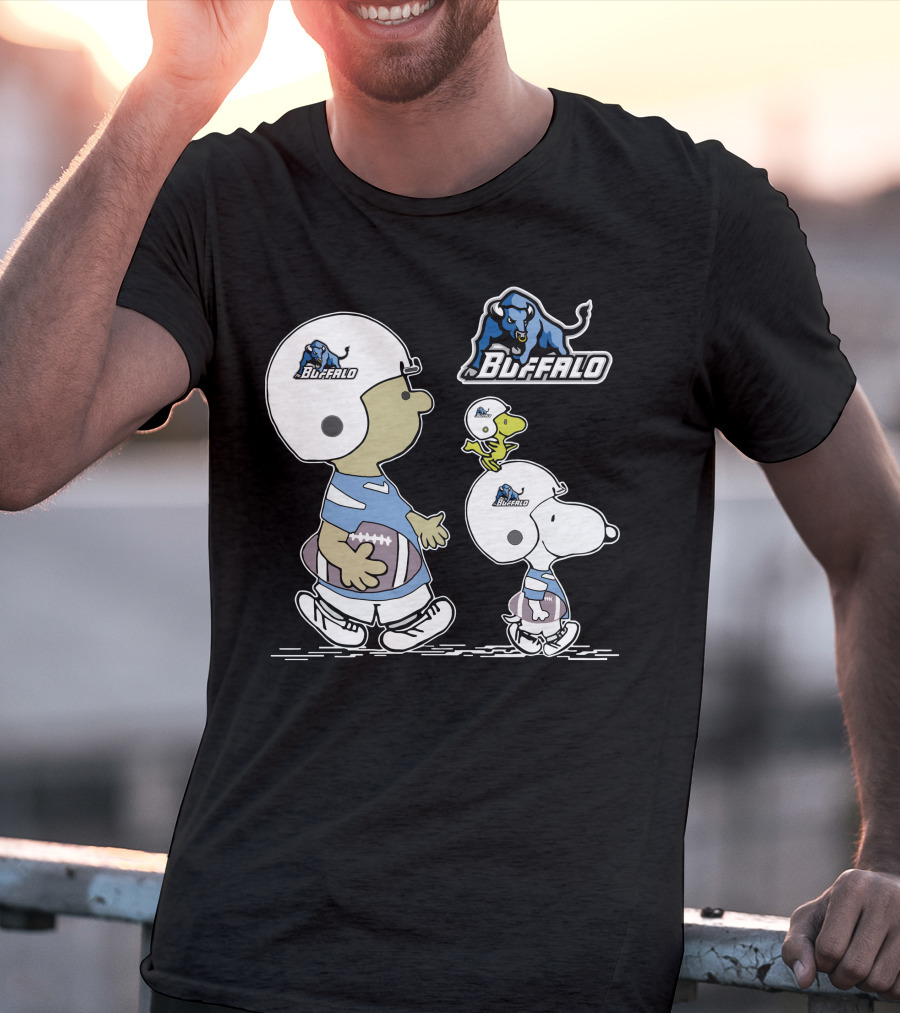 Buffalo Snoopy Peanuts Football Players With Helmets And Football T-Shirt
