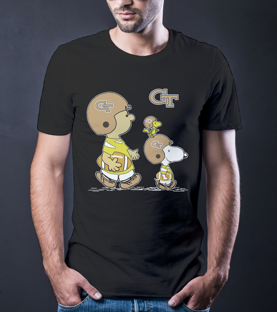 Georgia Tech Yellow Jackets Snoopy And Woodstock Football Duo T-Shirt