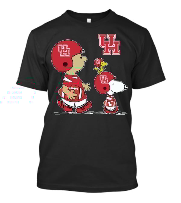 Houston Cougars Snoopy Football Team UH Logo Charlie Brown Woodstock T-Shirt