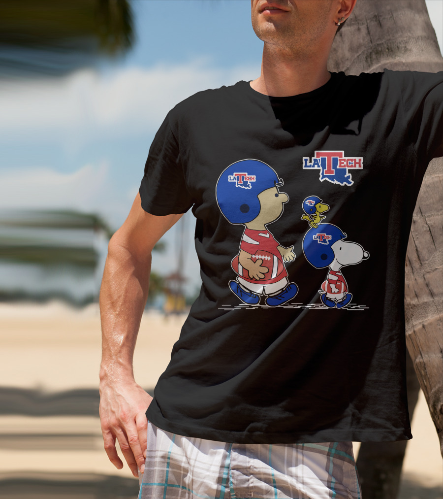 La Tech Football Peanuts Characters Snoopy Woodstock T-Shirt
