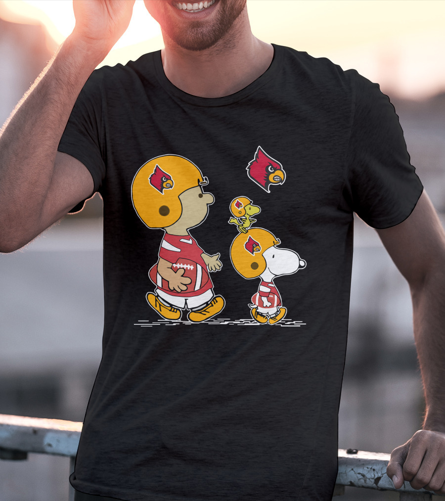 Louisville Cardinals Snoopy Woodstock Football Helmets And Jerseys T-Shirt