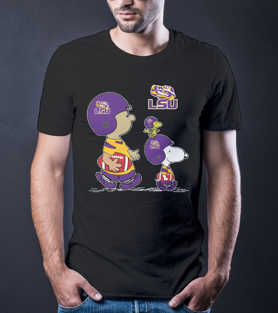 LSU Tigers Snoopy Football Charlie Brown Woodstock T-Shirt