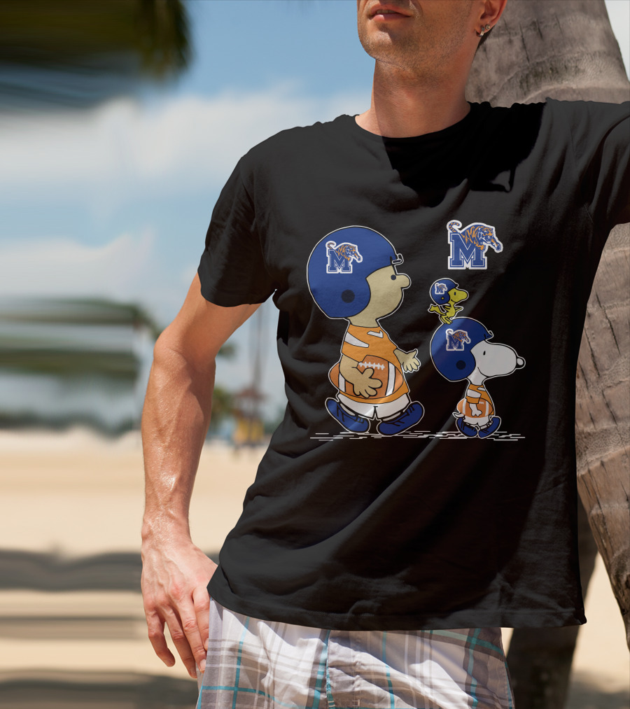 Memphis Tigers Snoopy Football Charlie Brown Woodstock T-Shirt