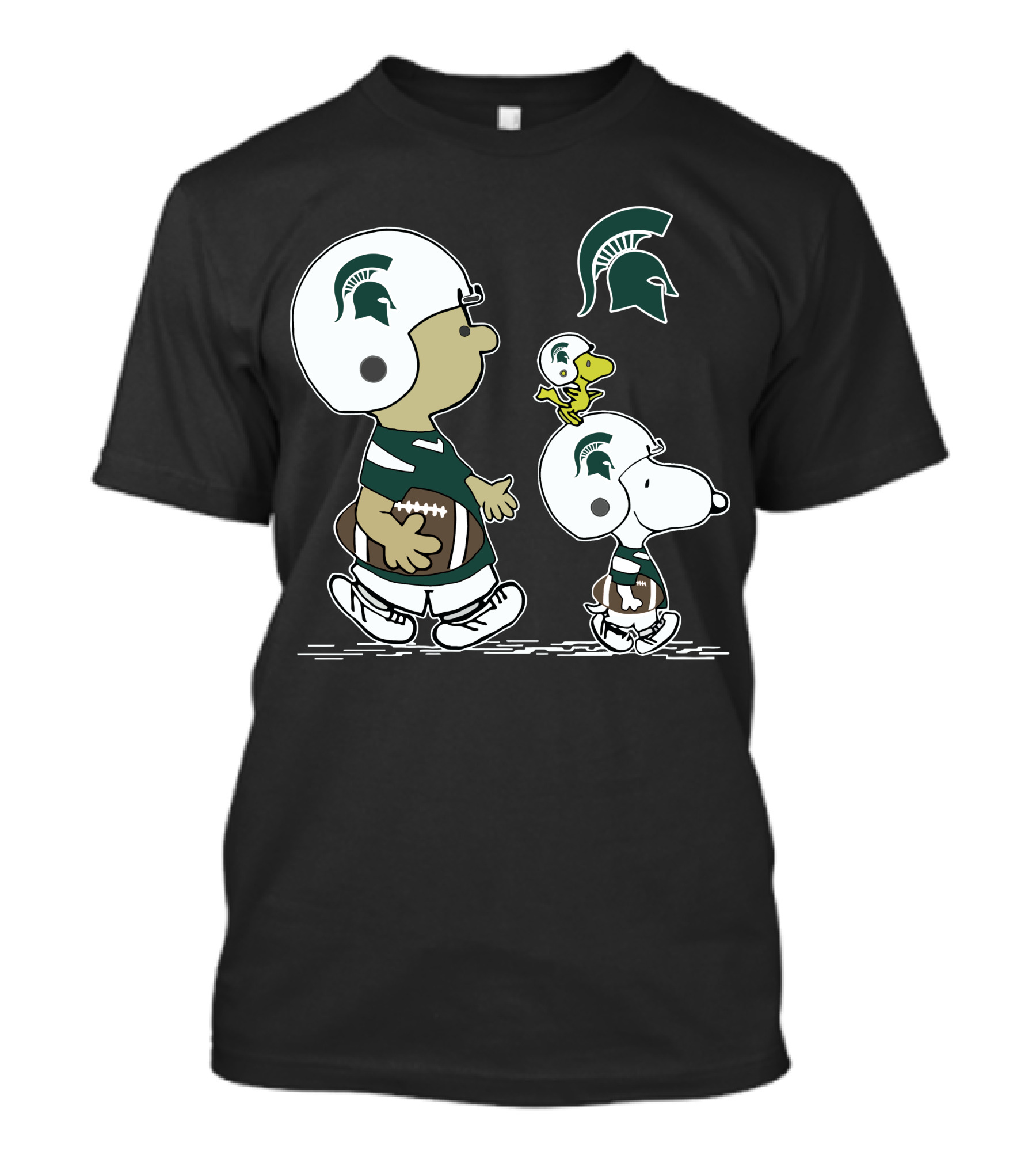 Michigan Spartans Snoopy Woodstock Football Helmet Logo Peanuts T-Shirt